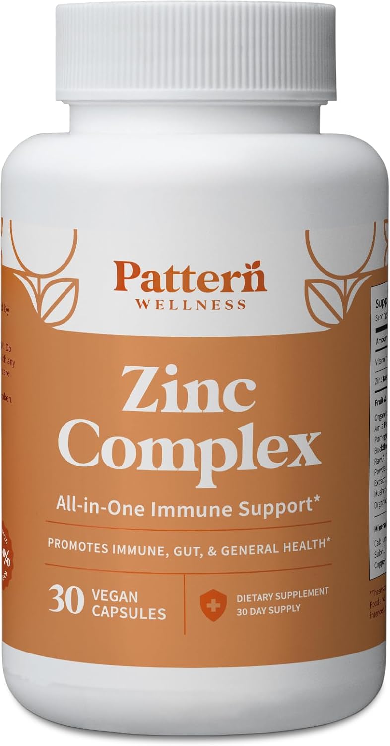 High Absorption Zinc Complex Supplement with Vitamin C, Probiotics, and Plant-Based Ingredients - Immune Support - 30 Vegan Capsules - 3rd Party Lab Tested