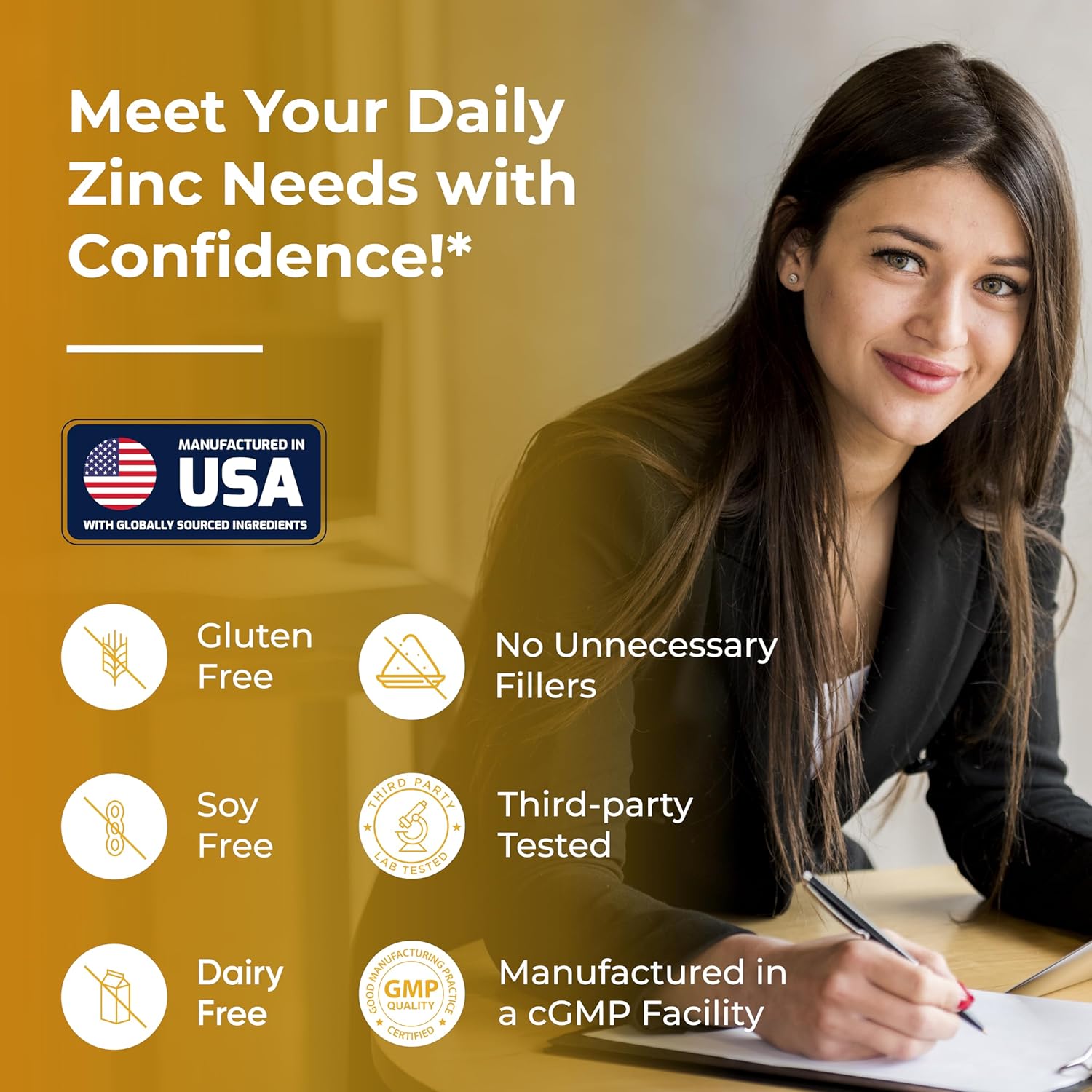 High Absorption Zinc Monomethionine Complex Supplement - 60 Capsules for Immune, Acne, and Antioxidant Support - Vegetarian Formula for Men & Women by Sandhu Herbals