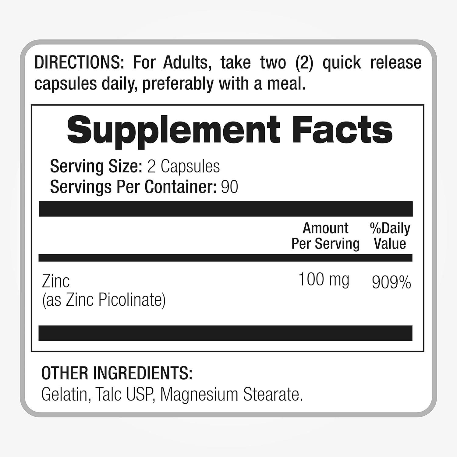 High Absorption Zinc Picolinate Supplement - 100mg, 180 Capsules for Immune Support by Fito Medic's Lab