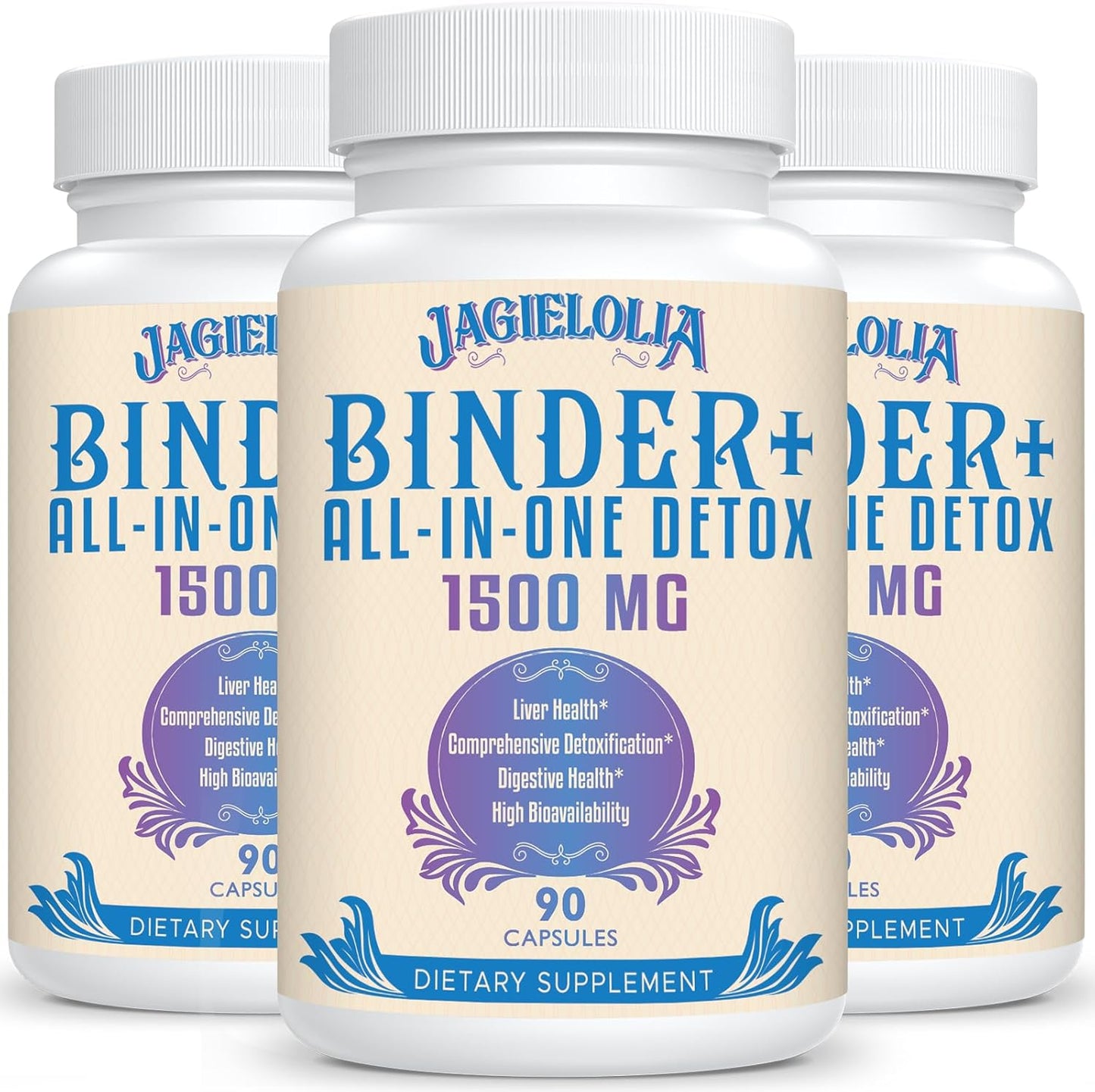 High Bioavailability Detox Binder Supplement 1500 MG - Liver & Gut Cleanse with Charcoal, Zeolite, Bentonite Clay - 270 Vegan Capsules