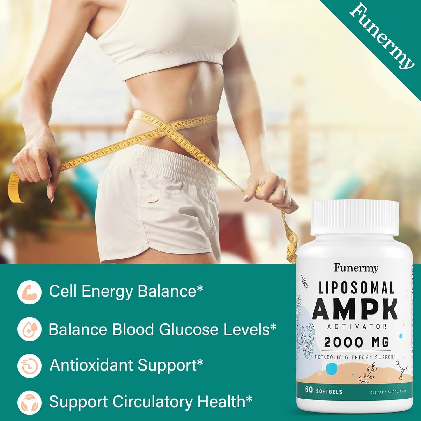 High Bioavailability Liposomal AMPK Activator 2000 mg Capsules - Berberine HCL, DIM, Milk Thistle, Cinnamon Bark - 6-in-1 Antioxidant Support and Cellular Regulation - 120 Softgels