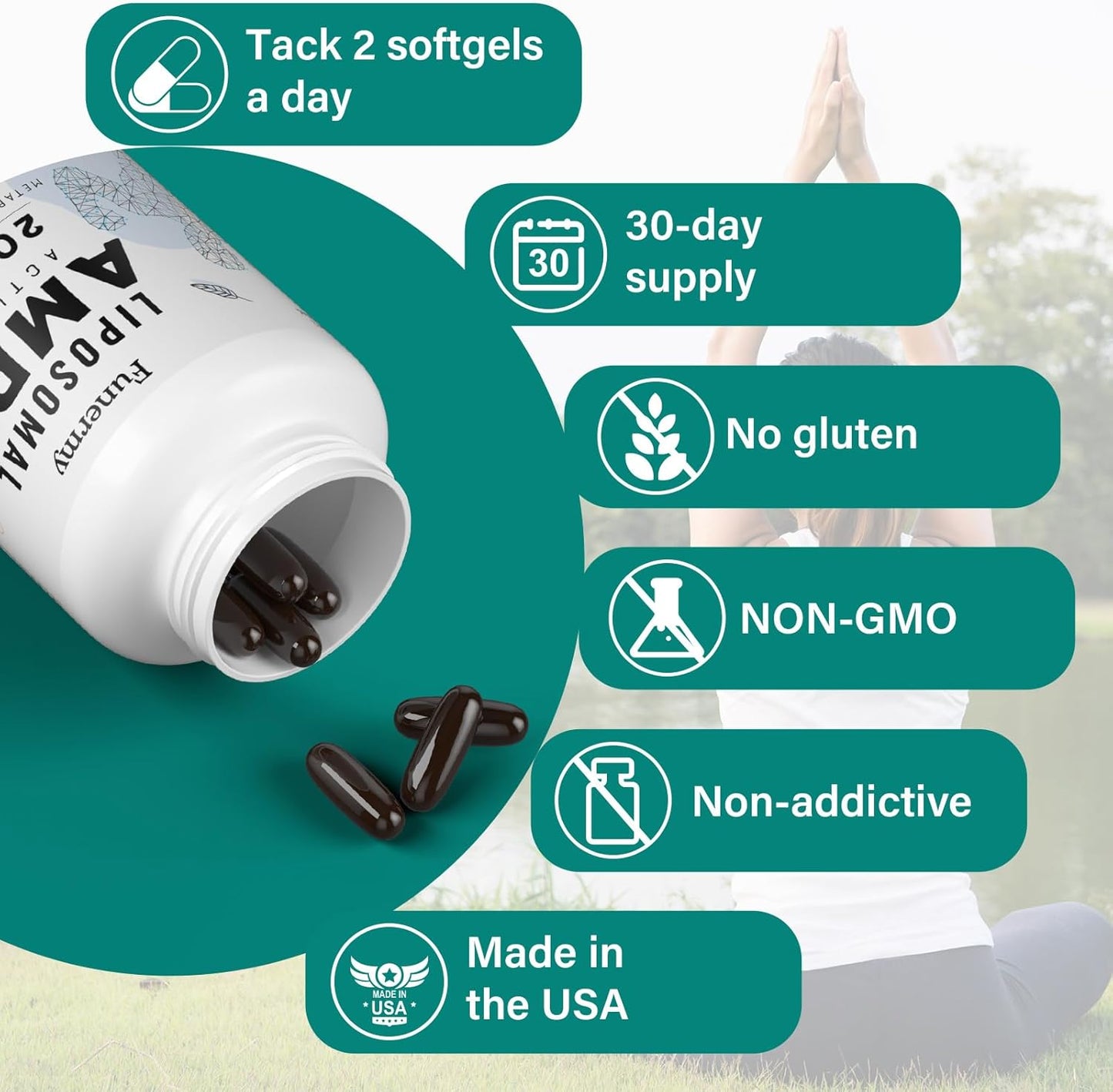 High Bioavailability Liposomal AMPK Activator 2000 mg Capsules - Berberine HCL, DIM, Milk Thistle, Cinnamon Bark - 6-in-1 Antioxidant Support and Cellular Regulation - 120 Softgels