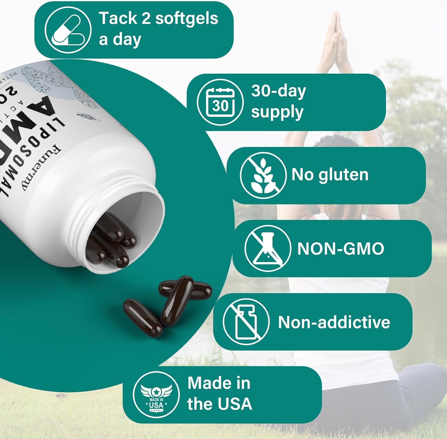 High Bioavailability Liposomal AMPK Activator 2000 mg Capsules - Berberine HCL, DIM, Milk Thistle, Cinnamon Bark - 6-in-1 Antioxidant Support and Cellular Regulation - 120 Softgels