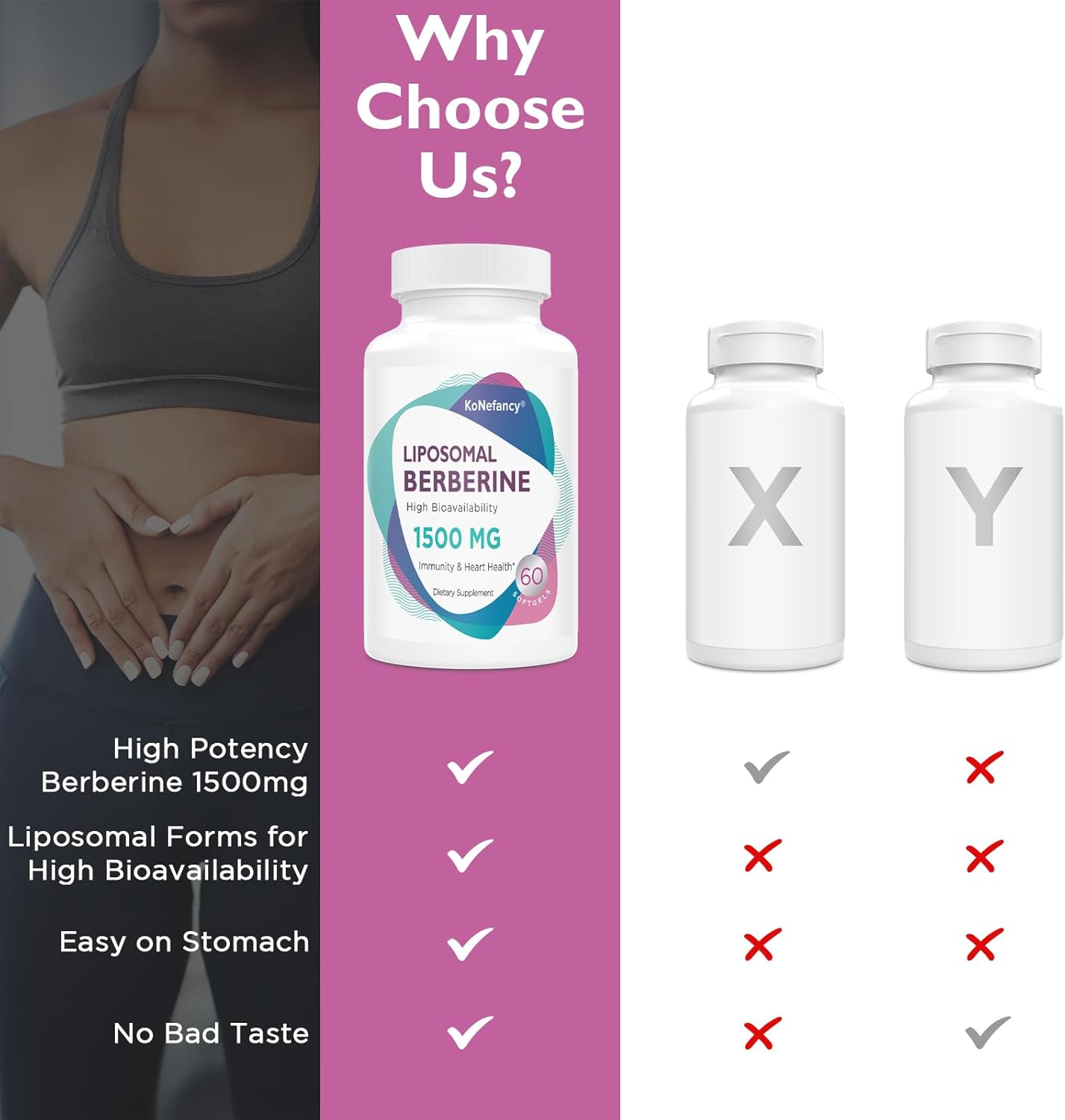 High Bioavailability Liposomal Berberine HCL Supplement 1500mg - AMPK Activator for Women and Men by KoNefancy