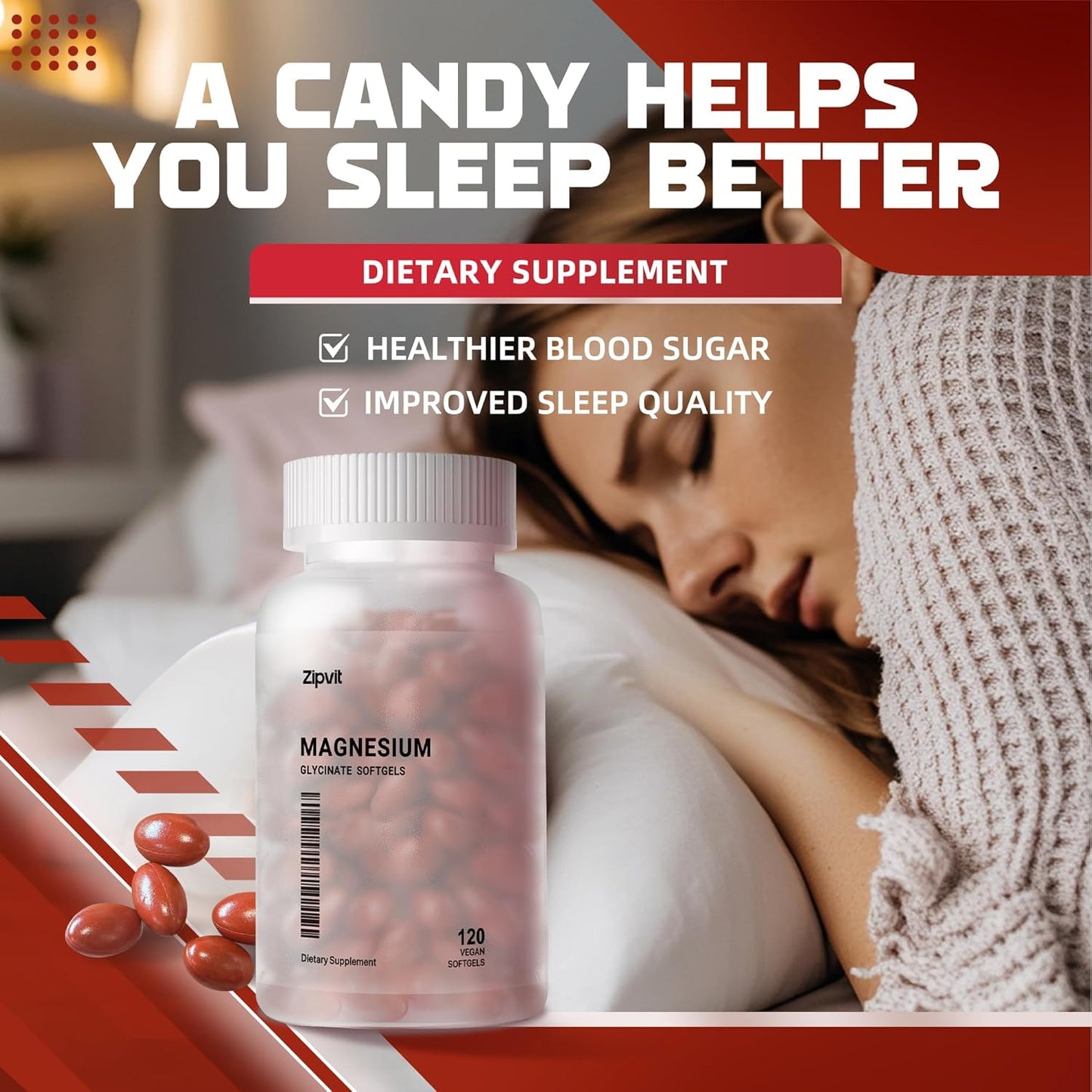 High Bioavailability Magnesium Glycinate Softgels for Sleep & Calm Support
