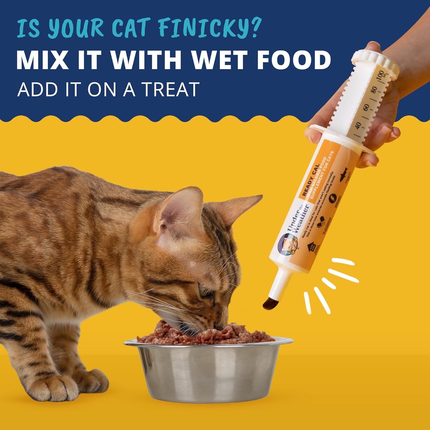 High Calorie Cat Supplement | Under The Weather Pet Ready Cal 100cc | Weight Gainer & Calorie Booster | 10 Vitamins, 7 Minerals, Omega Fatty Acids