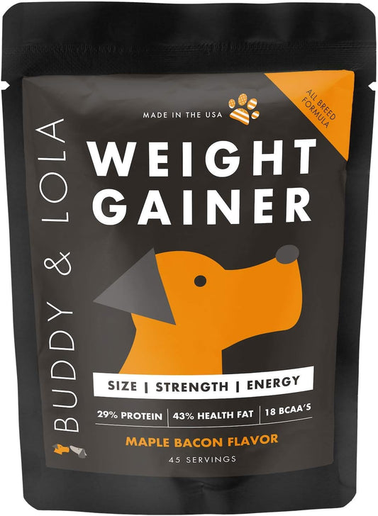 High-Calorie Dog Weight Gainer Supplement by Buddy & Lola - Protein Powder for Muscle Building - Suitable for All Dog Breeds, Including Bully Breeds - Made in the USA