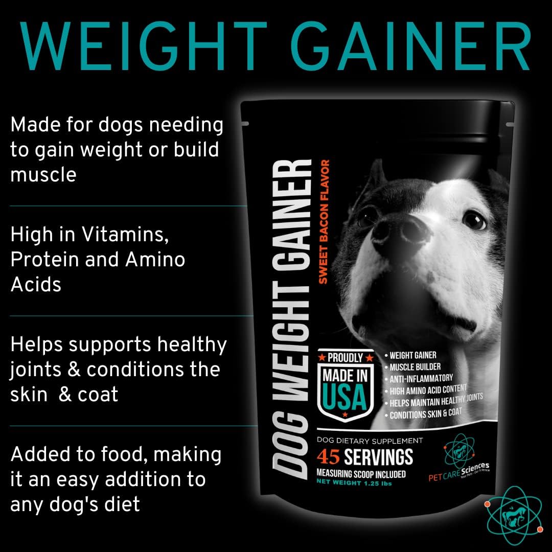 High Calorie Dog Weight Gainer Supplement for Muscle Growth - 45 Servings - Canine Protein Powder - Pet Care Sciences