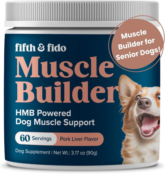 High Calorie Protein Powder for Dogs - Weight Gain Supplement for Puppies and Senior Dogs - Supports Muscle & Energy Recovery - 3.17 oz (60 Servings) by Fifth & Fido