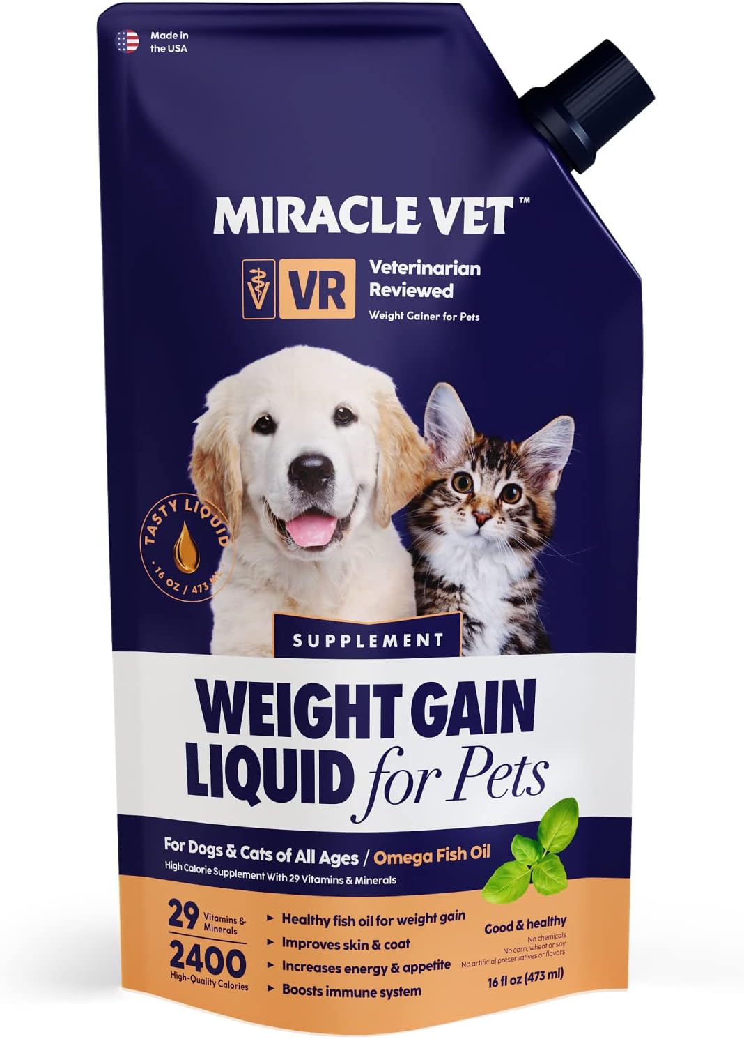 High-Calorie Weight Gainer Gel for Dogs & Cats - Nutritional Supplement with Omega Fish Oil, Calcium, and Multivitamins - Ideal for Puppies, Seniors, and Pregnant Pets