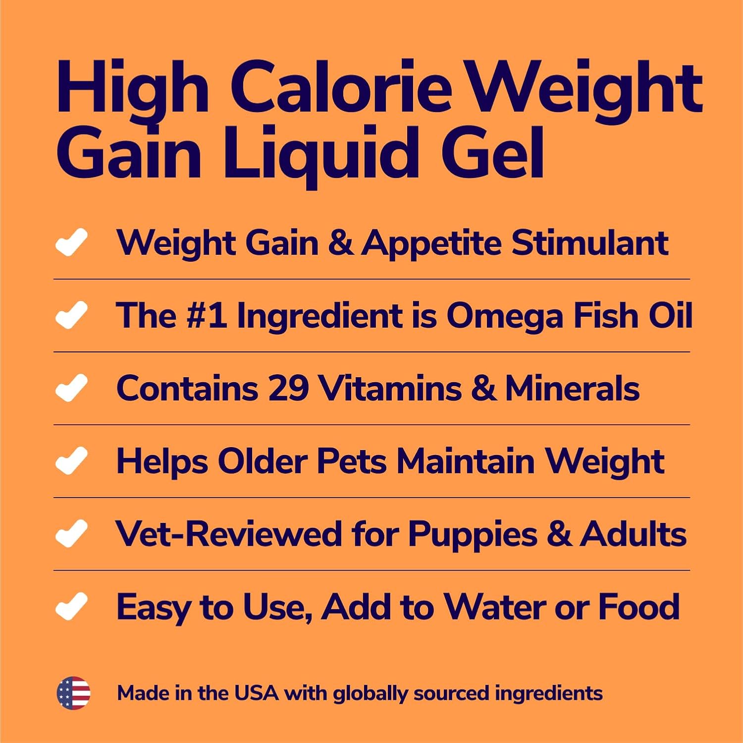 High-Calorie Weight Gainer Gel for Dogs & Cats - Nutritional Supplement with Omega Fish Oil, Calcium, and Multivitamins - Ideal for Puppies, Seniors, and Pregnant Pets