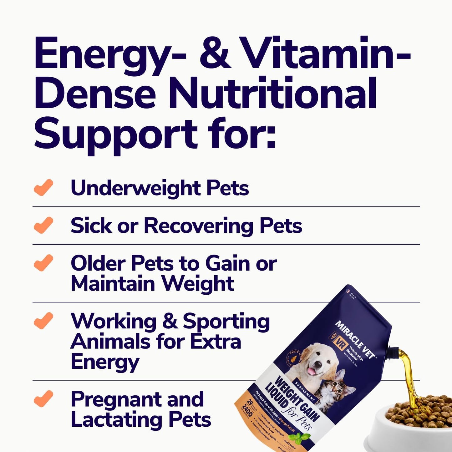 High-Calorie Weight Gainer Gel for Dogs & Cats - Nutritional Supplement with Omega Fish Oil, Calcium, and Multivitamins - Ideal for Puppies, Seniors, and Pregnant Pets