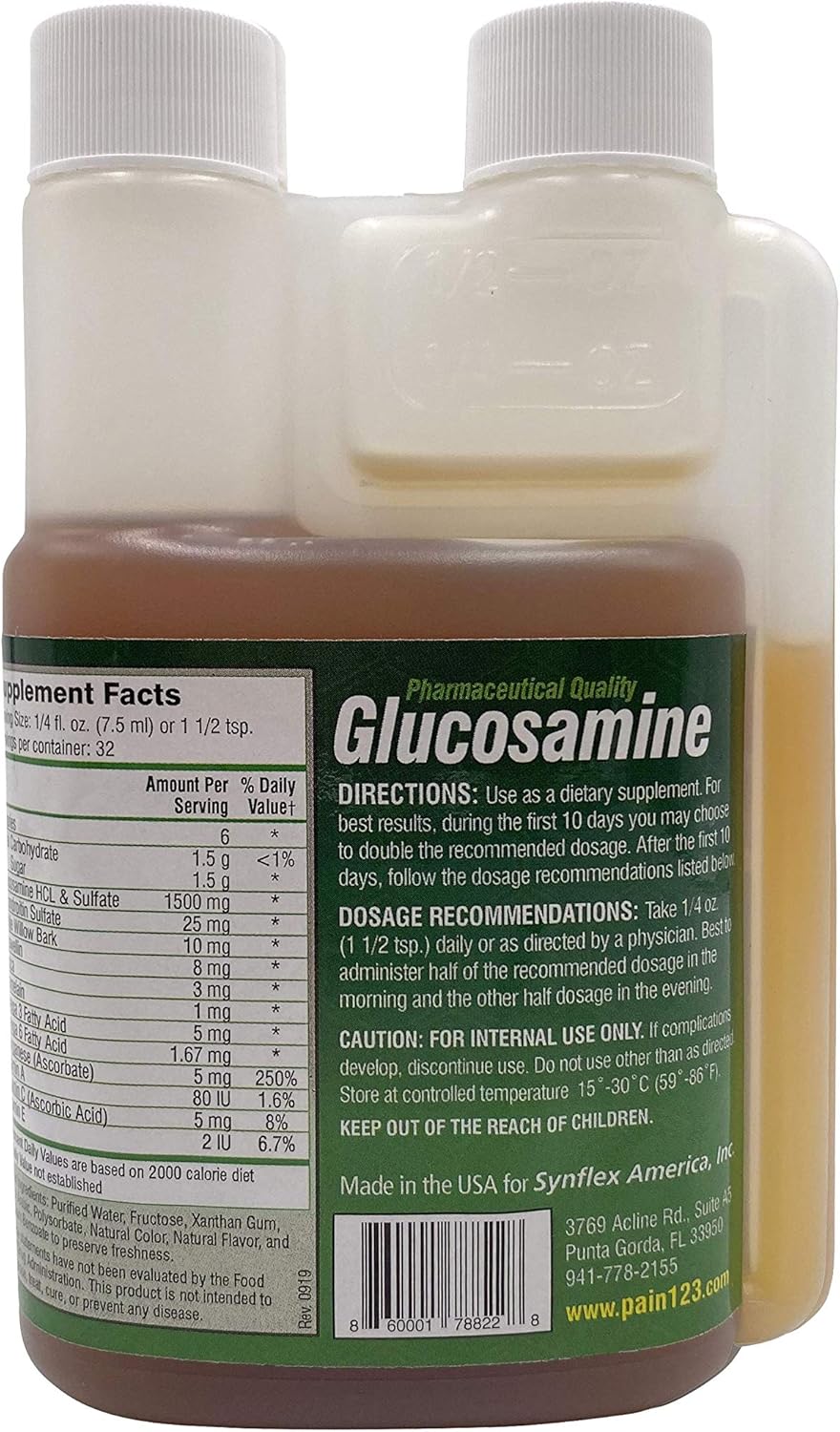 High Concentration 1500mg Liquid Glucosamine & Chondroitin with Orange Flavor - Supports Joint & Cartilage Health - Fast-Absorbing Formula with White Willow Bark, Manganese, and Boswellin - 32 Day Supply