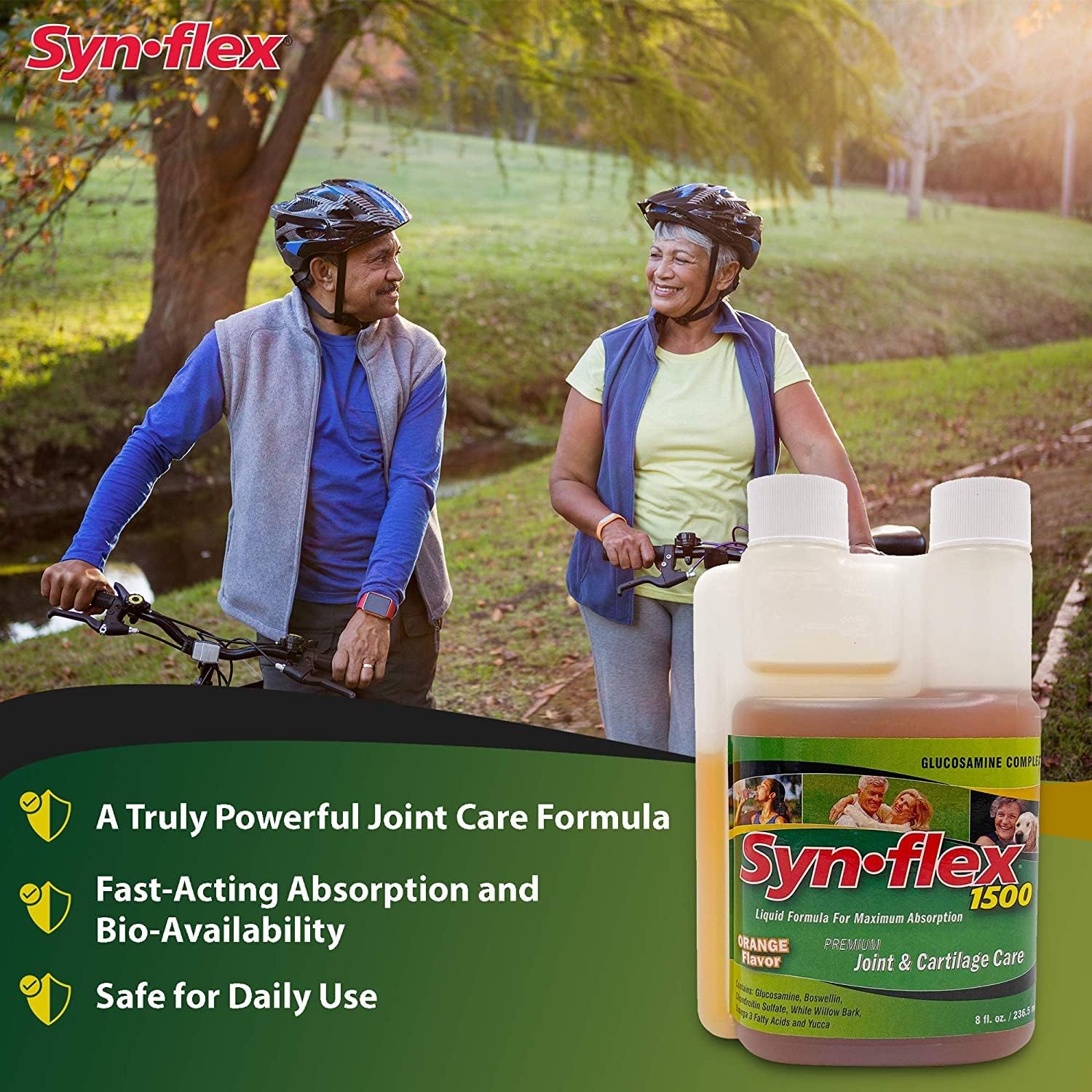 High Concentration 1500mg Liquid Glucosamine & Chondroitin with Orange Flavor - Supports Joint & Cartilage Health - Fast-Absorbing Formula with White Willow Bark, Manganese, and Boswellin - 32 Day Supply