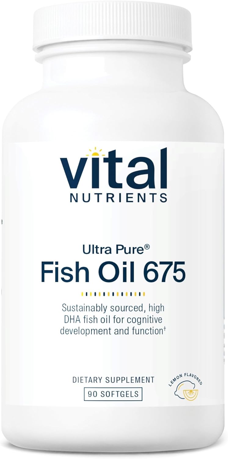 High DHA Omega-3 Fish Oil Softgels for Brain Function | Vital Nutrients Ultra Pure® | Lemon Flavor | 90 ct. | Gluten, Dairy & Soy Free