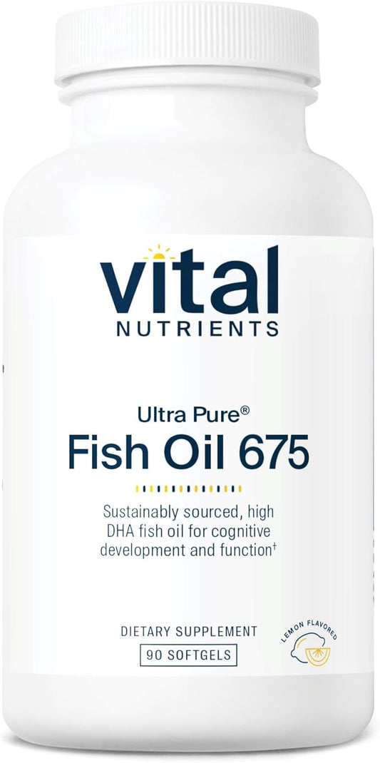 High DHA Omega-3 Fish Oil Softgels for Brain Function | Vital Nutrients Ultra Pure® | Lemon Flavor | 90 ct. | Gluten, Dairy & Soy Free