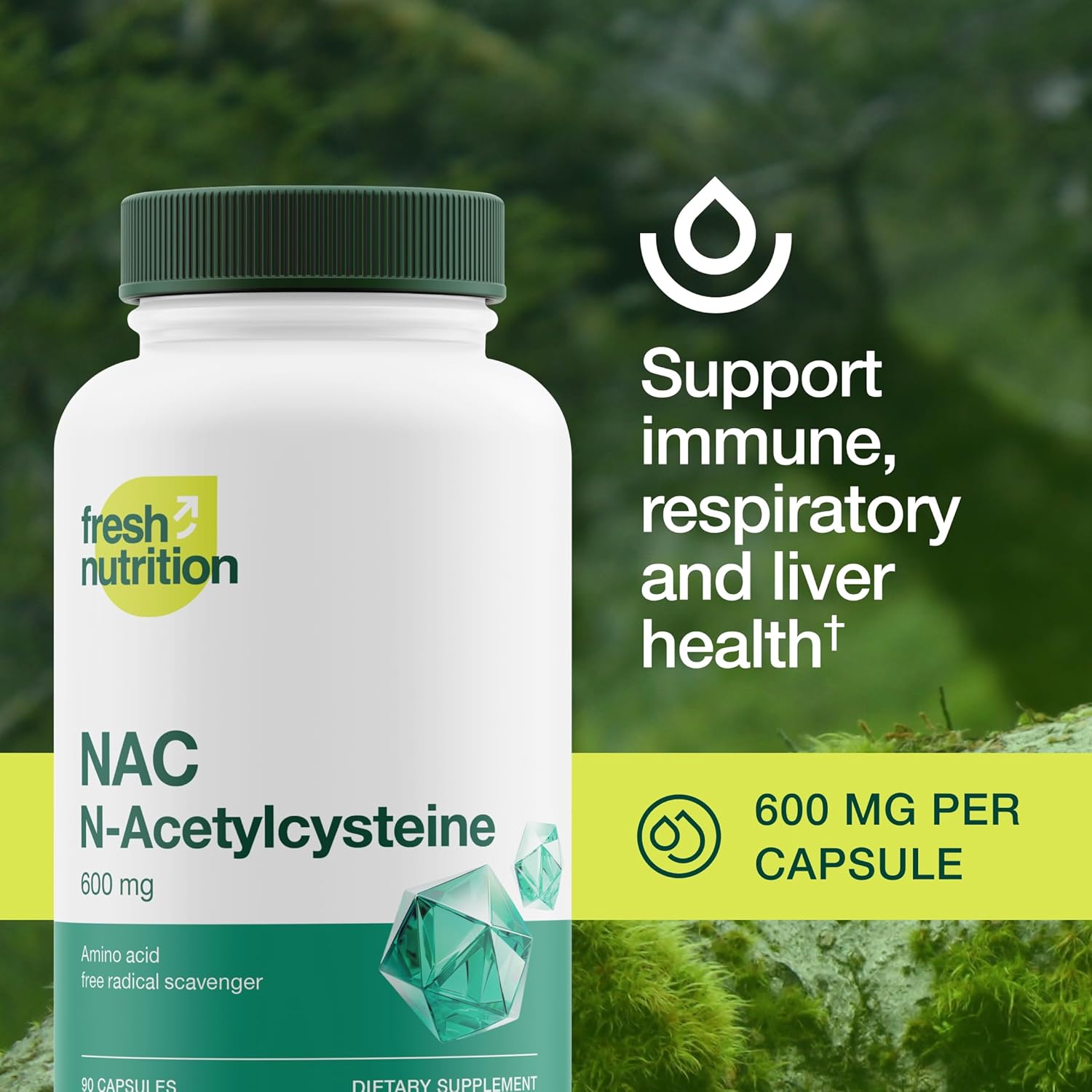 High Dosage 600mg NAC Supplement - Vegan Friendly Amino Acids - Pure N Acetyl Cysteine Powder - 90 Capsules