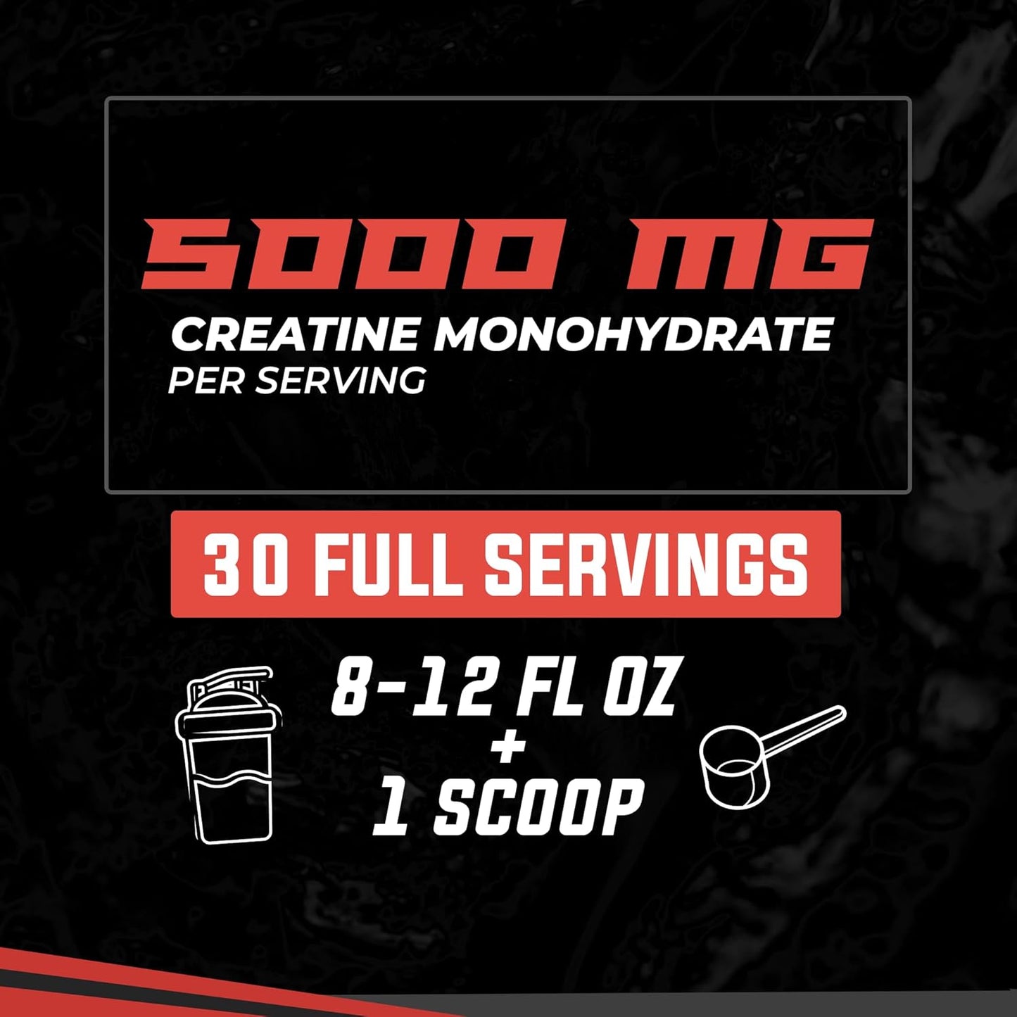 High-Dose Creatine Monohydrate Powder for Muscle Growth and Performance, 5000mg Pure Creatine, 30 Servings