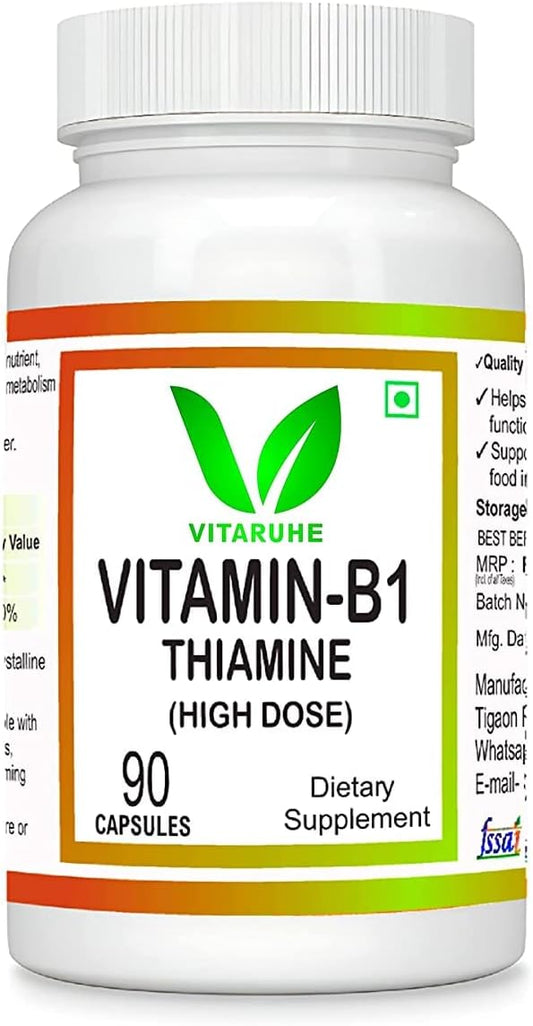 High Dose Kavir Vitamin B1 (Thiamine) - 90 Capsules for Energy and Immune Support