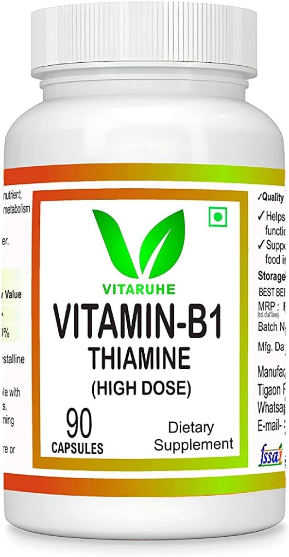 High Dose Kavir Vitamin B1 (Thiamine) - 90 Capsules for Energy and Immune Support