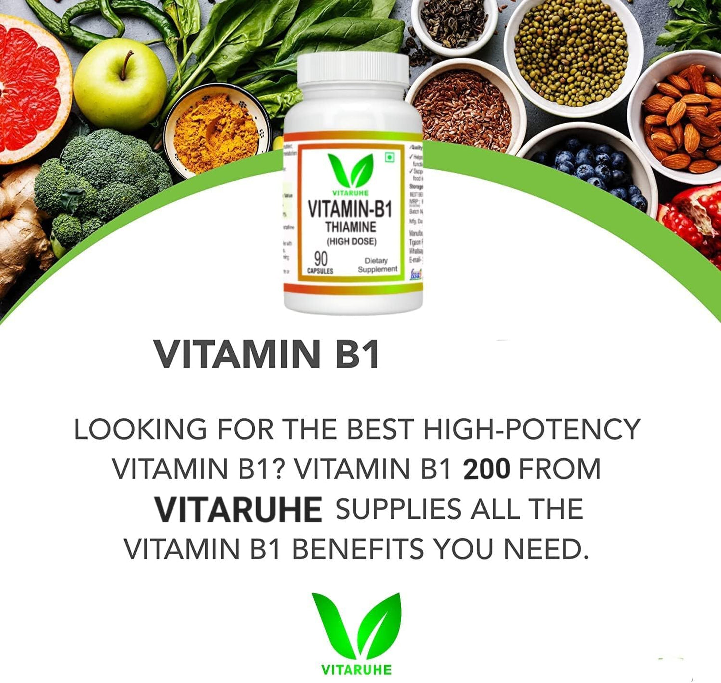 High Dose Kavir Vitamin B1 (Thiamine) - 90 Capsules for Energy and Immune Support