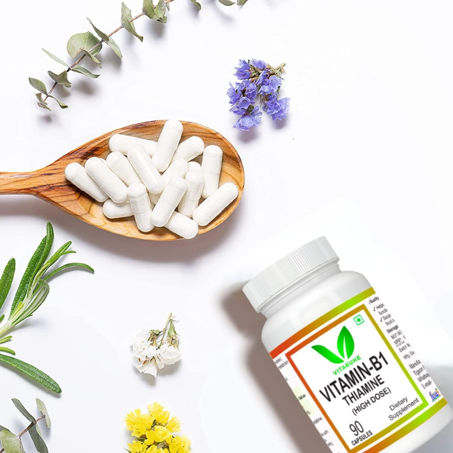 High Dose Kavir Vitamin B1 (Thiamine) - 90 Capsules for Energy and Immune Support