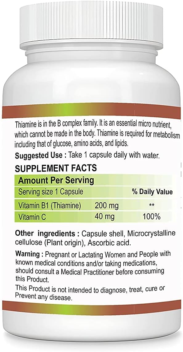 High Dose Kavir Vitamin B1 (Thiamine) - 90 Capsules for Energy and Immune Support
