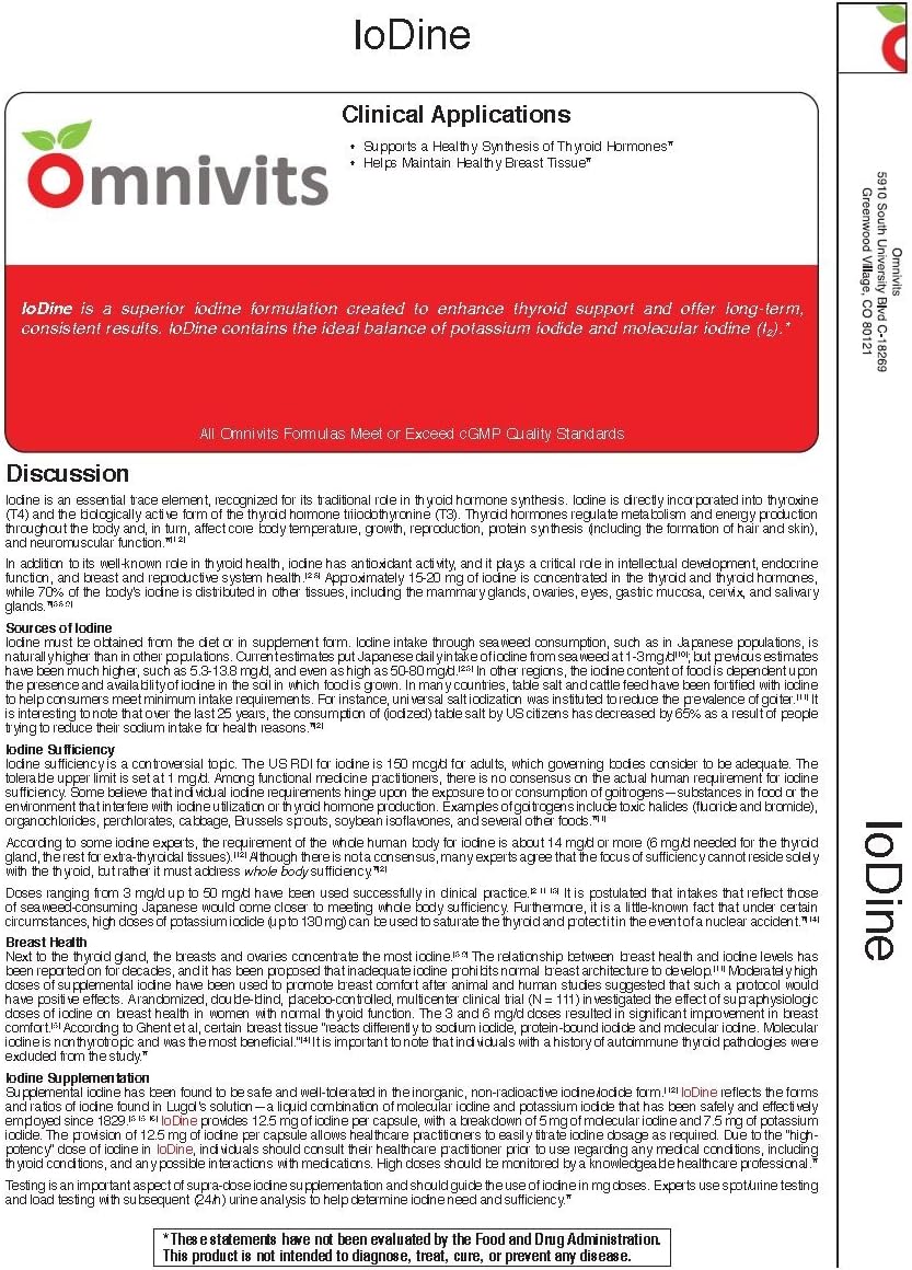 High-Dose Omnivits Iodine Supplement with 12,500 mcg Complex - Potassium Iodide & Molecular Iodine - 90 Capsules