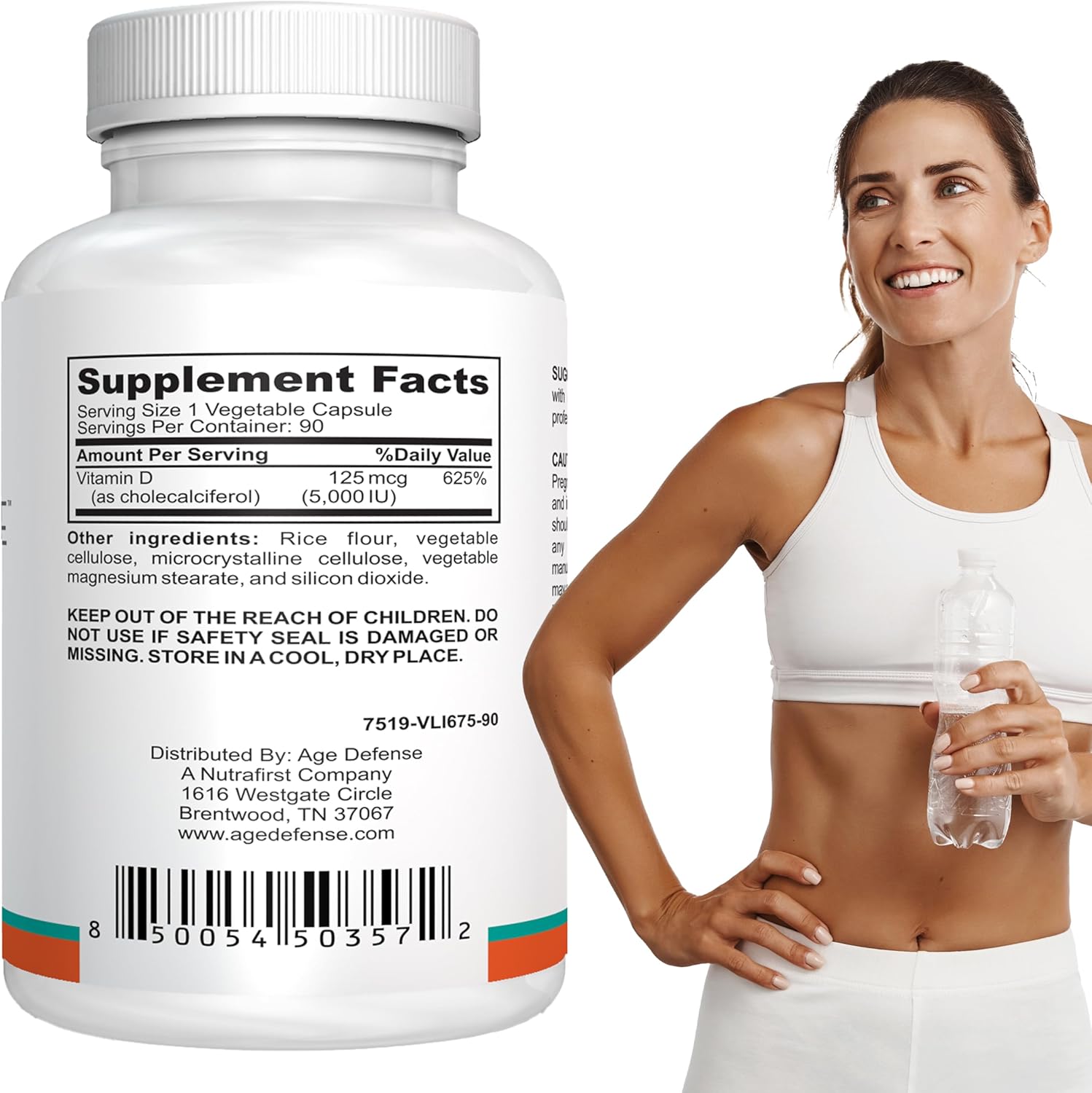 High-Dose Vitamin D3 5000 IU Capsules for Bone Health, Immune Support, Mood & Muscle Strength - 90 Vegan Supplements for Men & Women