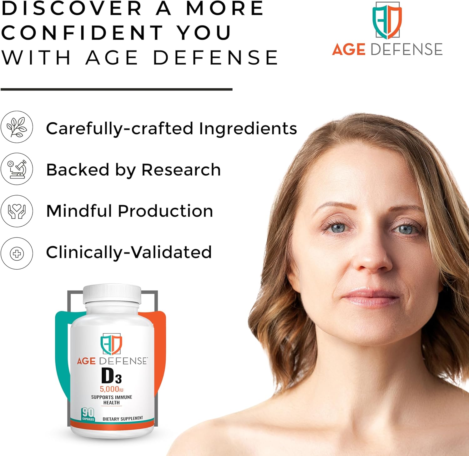 High-Dose Vitamin D3 5000 IU Capsules for Bone Health, Immune Support, Mood & Muscle Strength - 90 Vegan Supplements for Men & Women