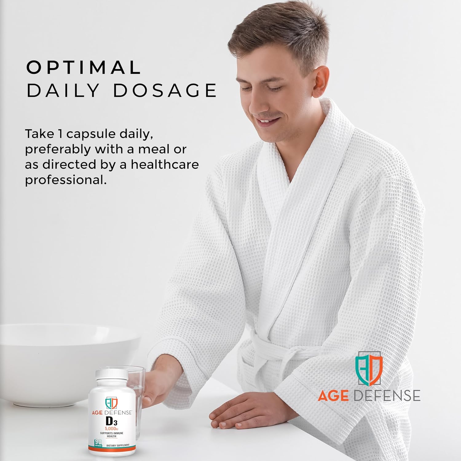 High-Dose Vitamin D3 5000 IU Capsules for Bone Health, Immune Support, Mood & Muscle Strength - 90 Vegan Supplements for Men & Women