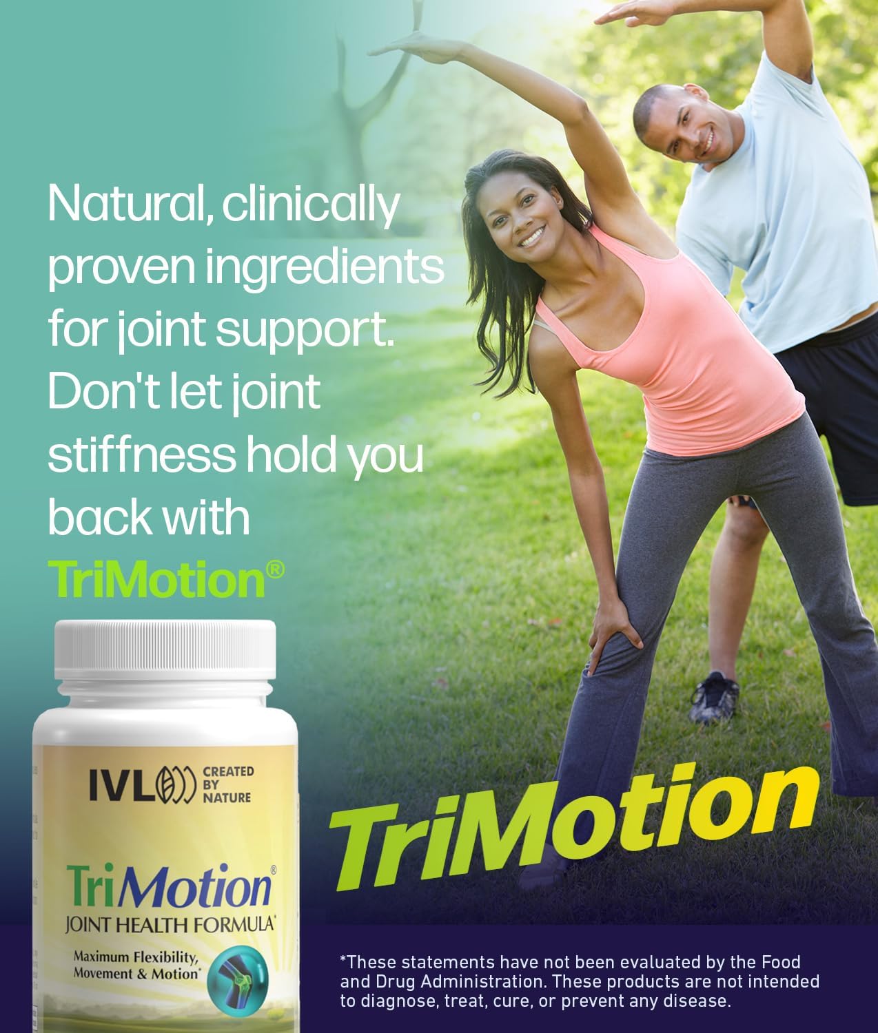 High-Efficacy IVL TriMotion Joint Health Formula for Active Adults - Promotes Optimal Mobility & Flexibility, Premium Relief for Joint Discomfort & Stiffness - 60 Capsules