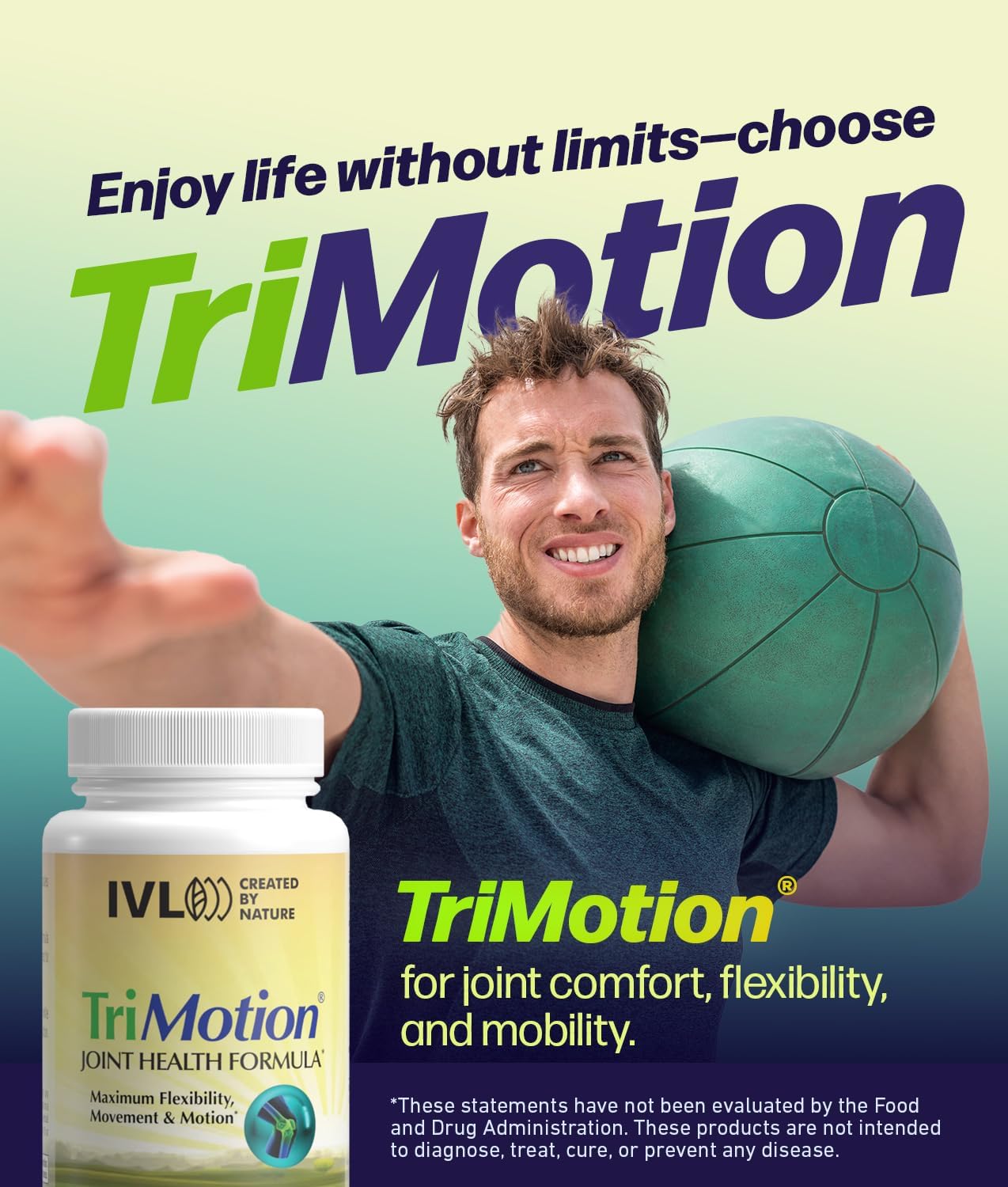 High-Efficacy IVL TriMotion Joint Health Formula for Active Adults - Promotes Optimal Mobility & Flexibility, Premium Relief for Joint Discomfort & Stiffness - 60 Capsules