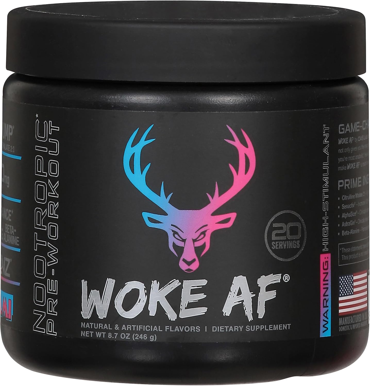 High-Energy Woke AF Bucked Up Pre-Workout Powder with 333mg Caffeine - 20 Servings in Miami