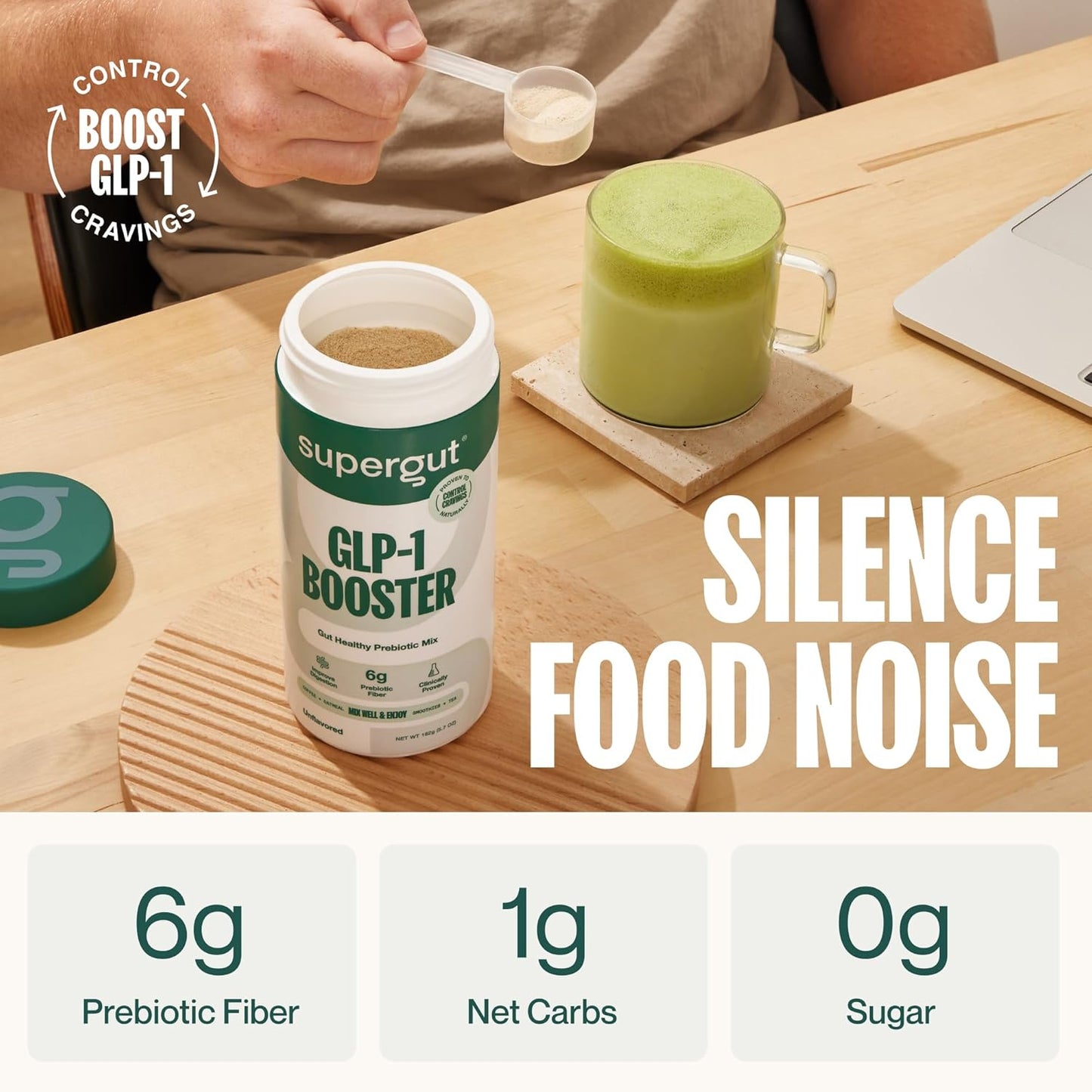 High Fiber GLP-1 Supplement Powder for Gut Health - Supergut Gut Healthy Booster for Women & Men - Sugar-Free Drink Mix (20 Servings)