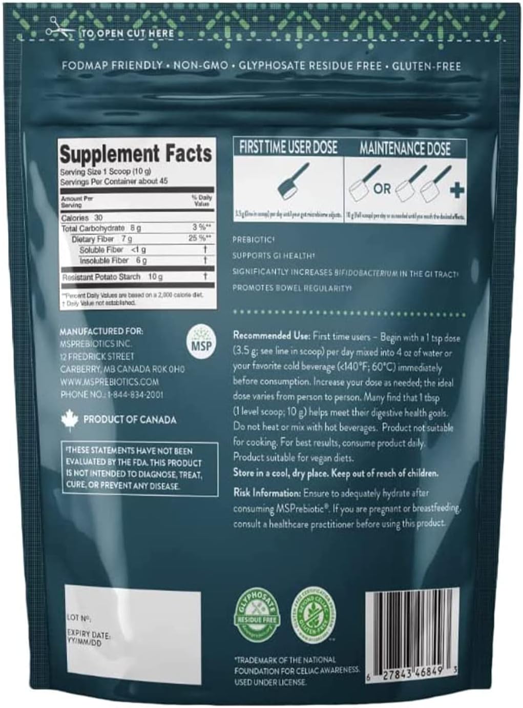 High Fiber Prebiotic Supplement for Gut Health - 16oz Powder - Feed Probiotics - Superfood Source of Soluble Fiber