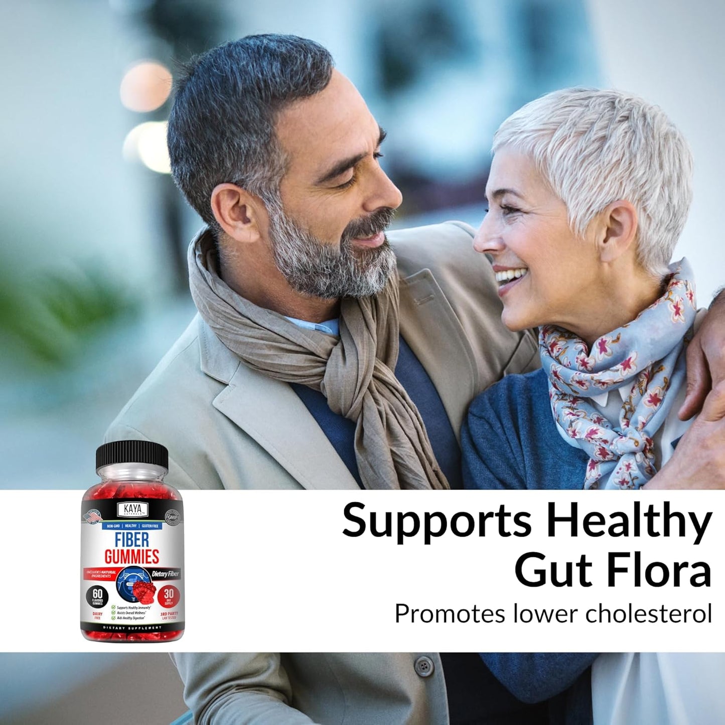 High Fiber Supplement Gummies for Adults | Kaya Naturals Fiber Gummies (60 Count) | Immunity and Gut Health Support for Men and Women