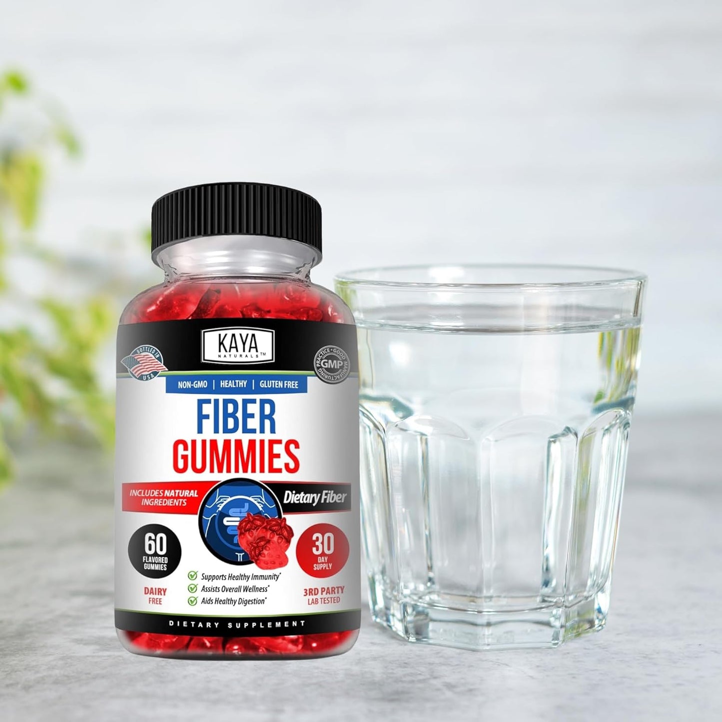 High Fiber Supplement Gummies for Adults | Kaya Naturals Fiber Gummies (60 Count) | Immunity and Gut Health Support for Men and Women