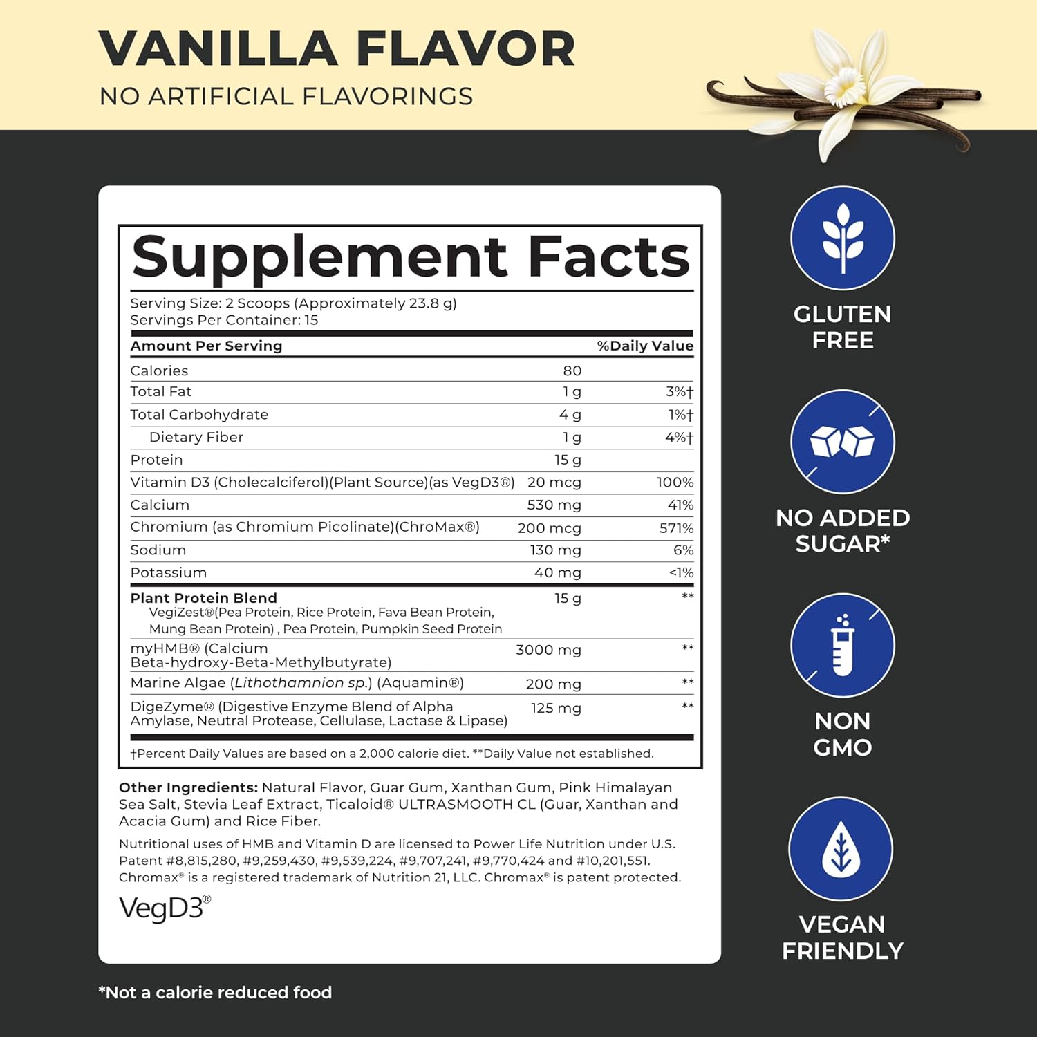 High Impact Plant Protein by POWERLIFE Tony Horton - Vanilla (New Formula) with 3000 MG HMB, Sugar-Free, Non-GMO for High Impact Endurance