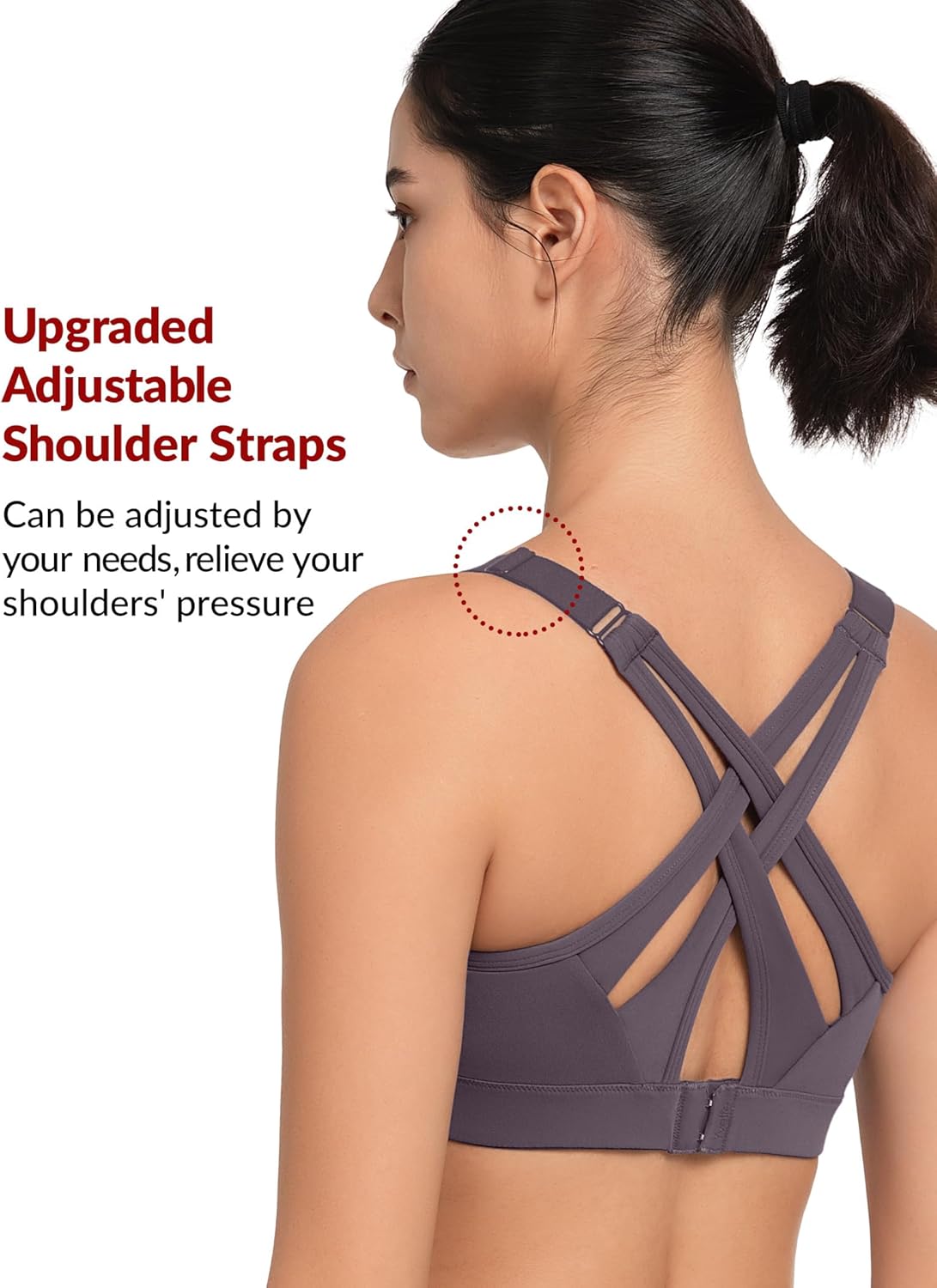 High Impact Yvette Sports Bra with Adjustable Criss Cross Back, Full Support for Large Busts - Say Goodbye to Bounce