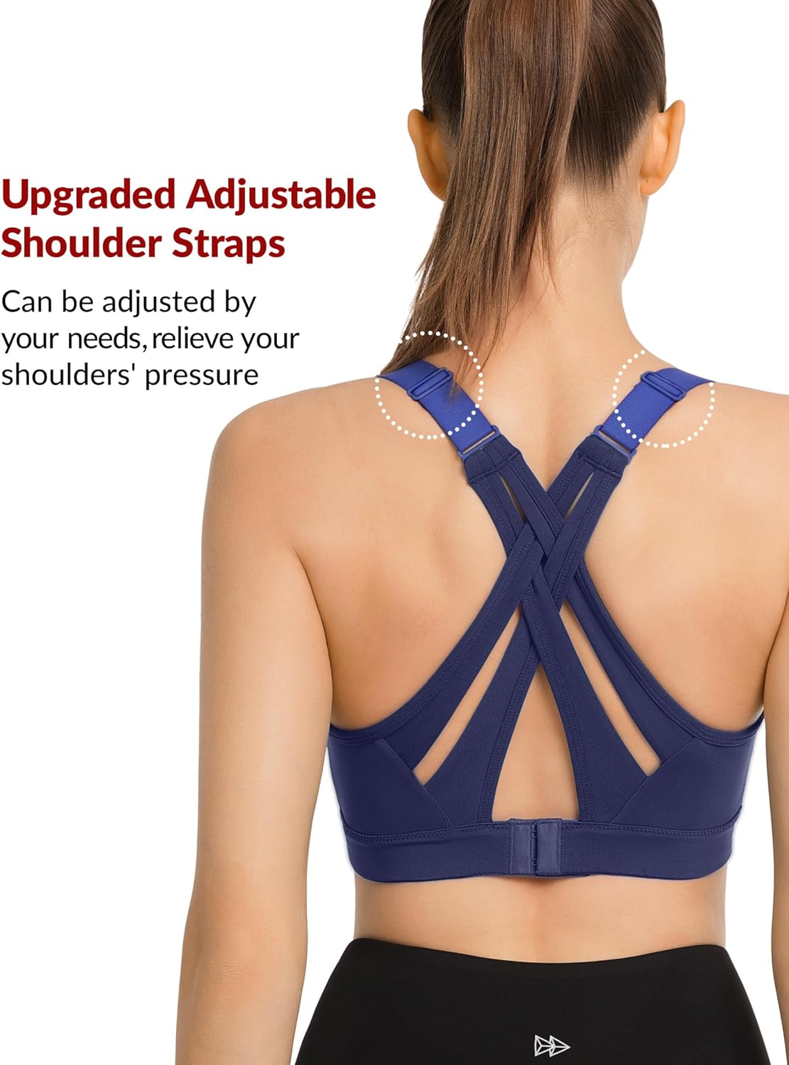 High Impact Yvette Sports Bra with Adjustable Criss Cross Back - Full Support and No Bounce for Large Busts