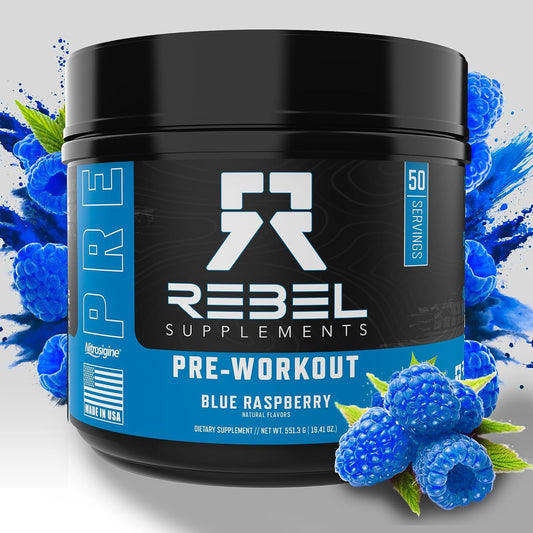 High-Performance Blue Razz Pre Workout Supplement for Intense Energy and Focus with L-Citrulline, Beta Alanine, Nitrosigine, and Caffeine - 50 Servings
