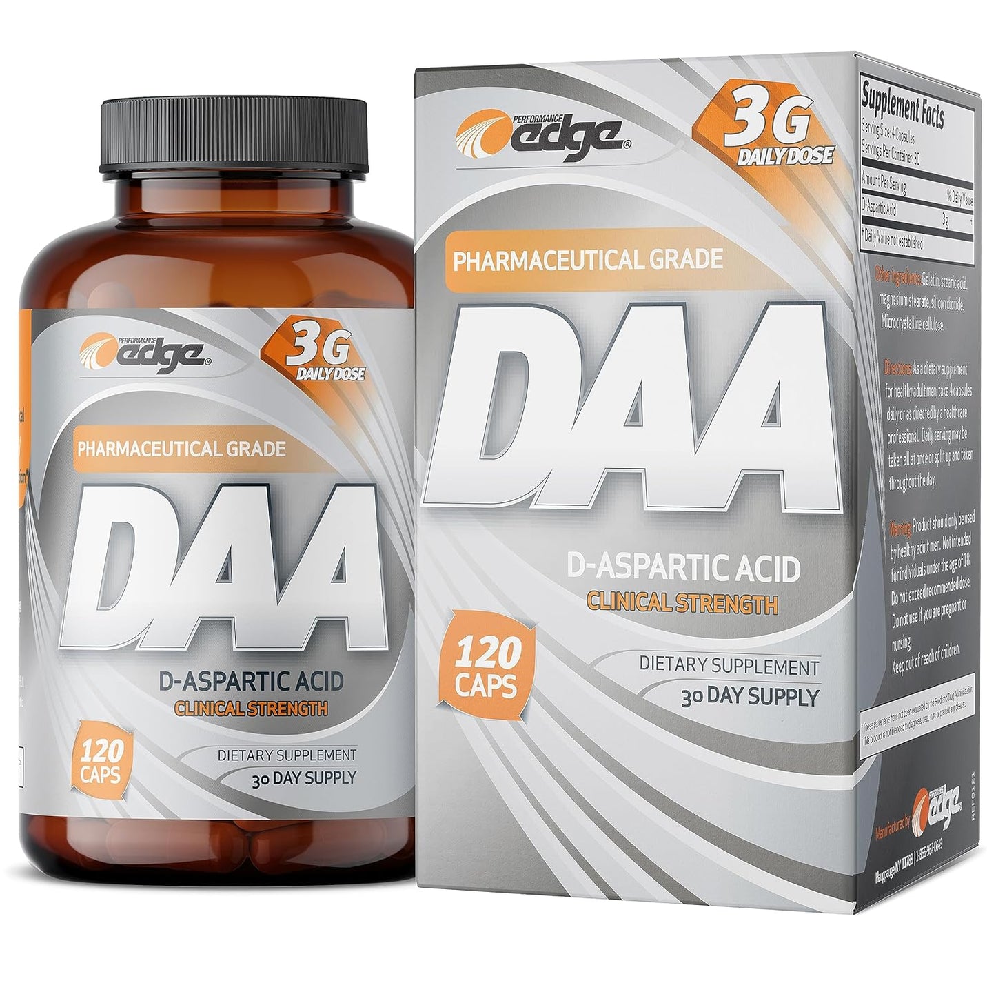 High Performance DAA D-Aspartic Acid Supplement, 3g Daily, 30 Day Supply - 120 Capsules
