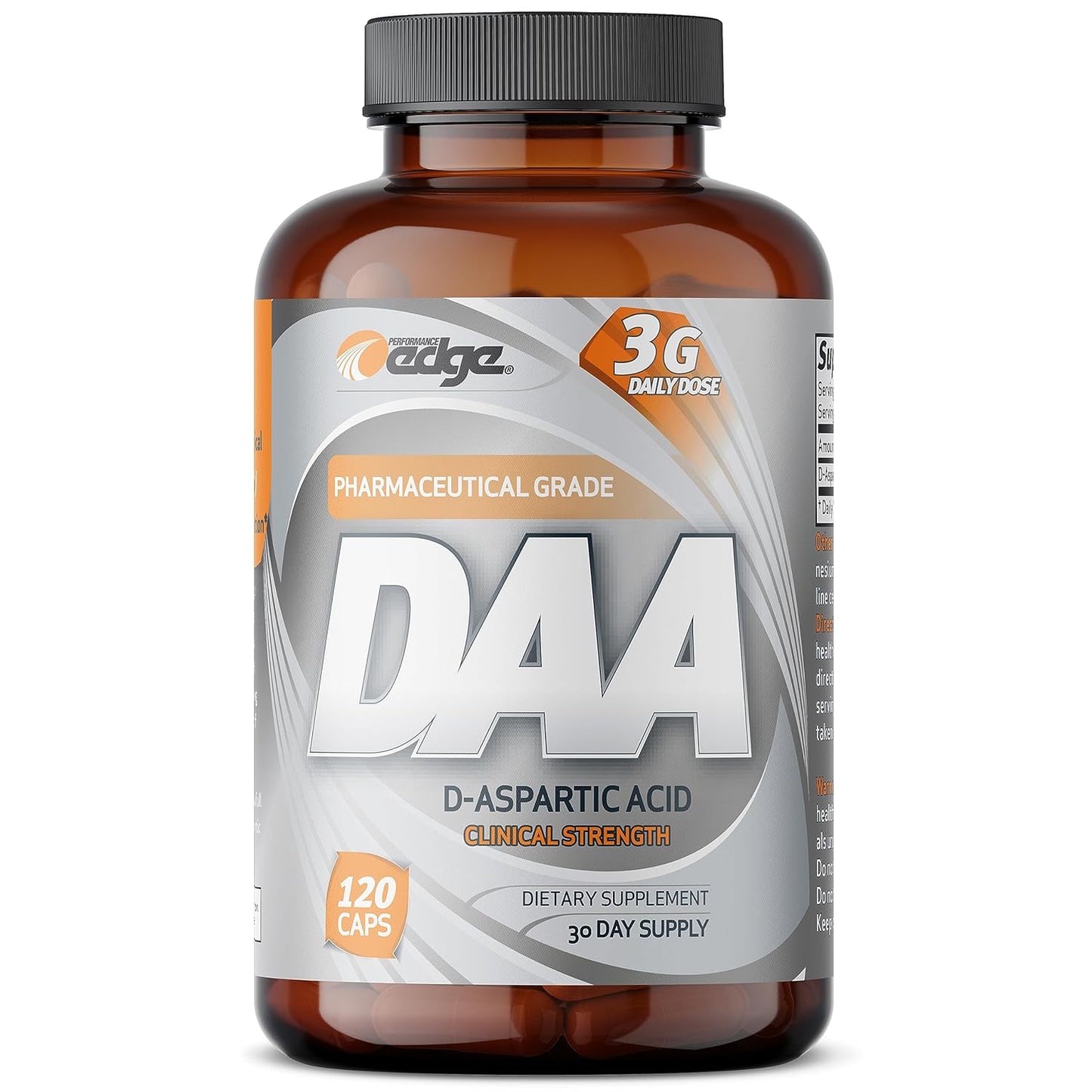 High Performance DAA D-Aspartic Acid Supplement, 3g Daily, 30 Day Supply - 120 Capsules