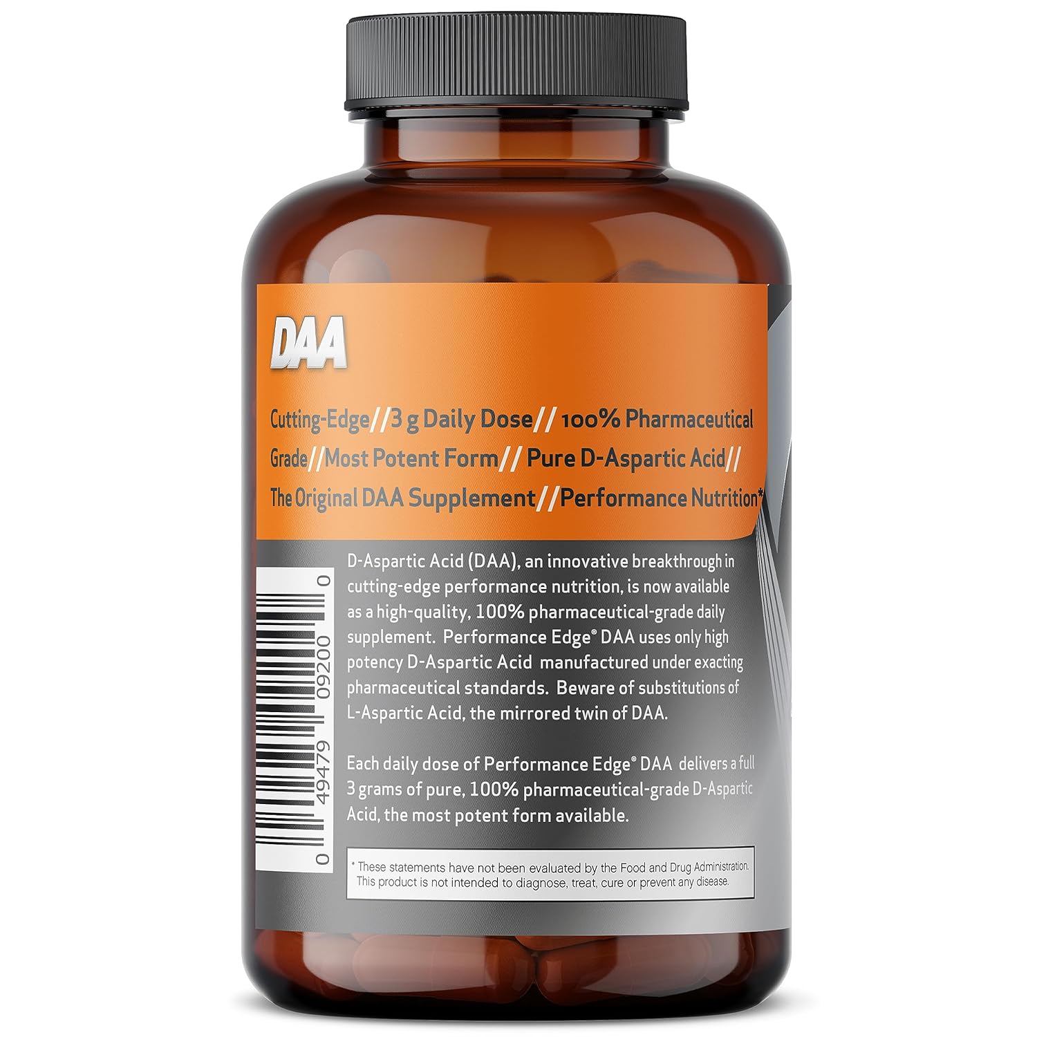 High Performance DAA D-Aspartic Acid Supplement, 3g Daily, 30 Day Supply - 120 Capsules