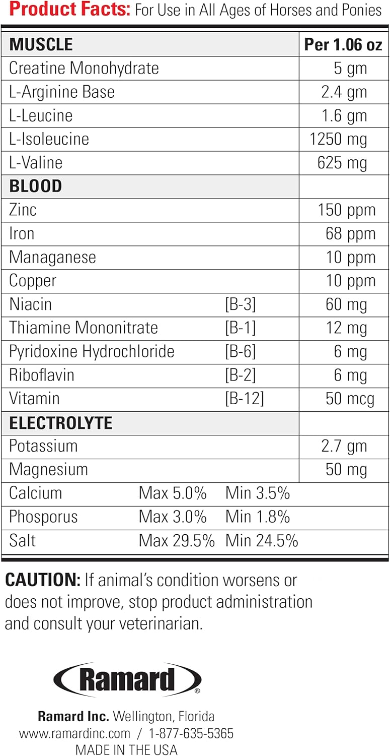 High-Performance Equine Electrolyte & Muscle Builder Powder Supplement - 2.3 lbs Jar