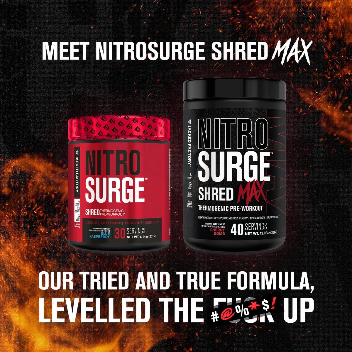 High-Performance Thermogenic Pre Workout Powder for Men and Women - Jacked Factory Nitrosurge Shred Max Preworkout with L Citrulline, Acetyl L Carnitine, Organic Caffeine - 40 Servings, Watermelon Peach Flavor