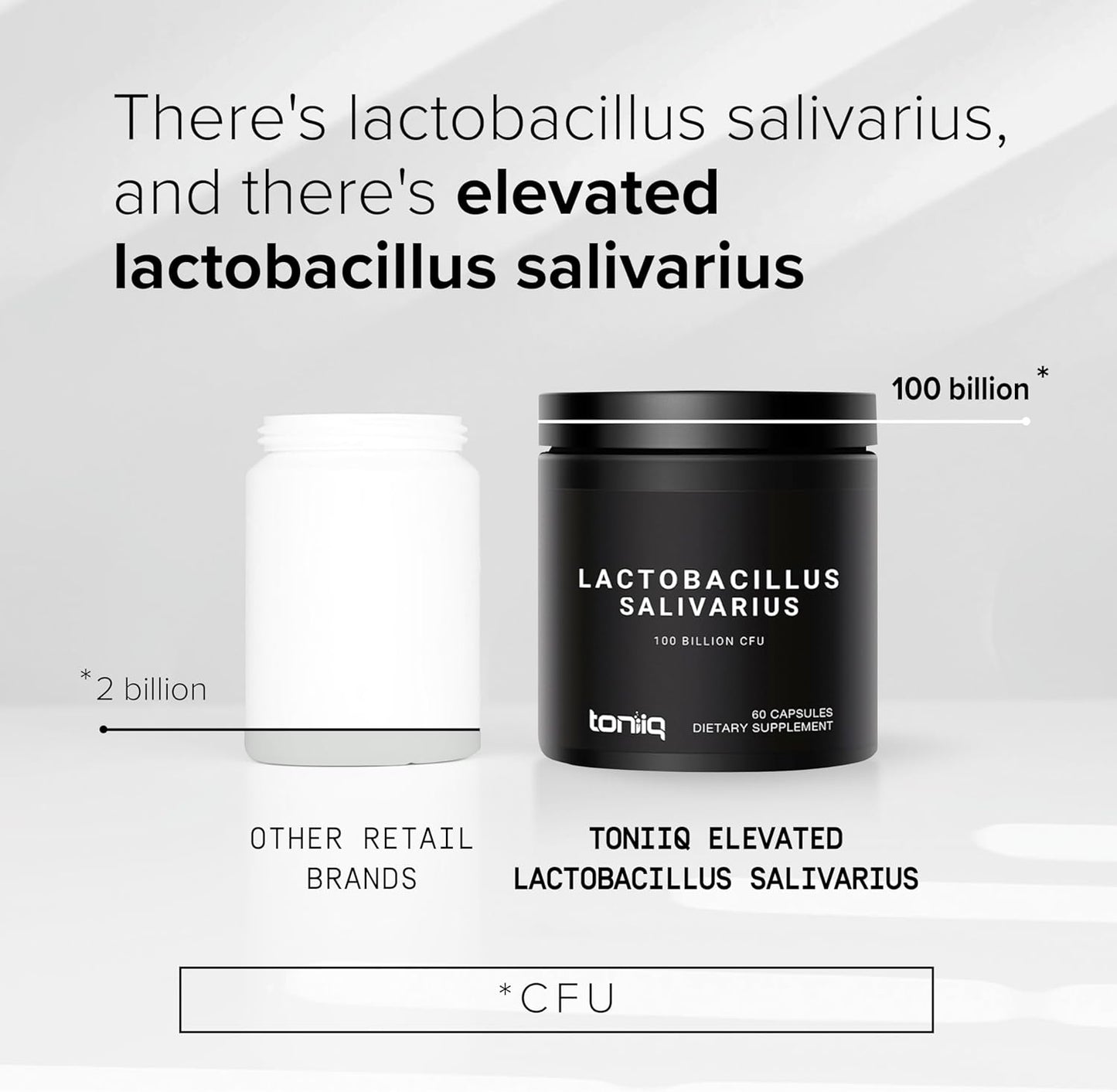 High-Potency 100 Billion CFU Lactobacillus Salivarius Probiotic Capsules - Third-Party Tested - 60 Capsules, 30 Servings