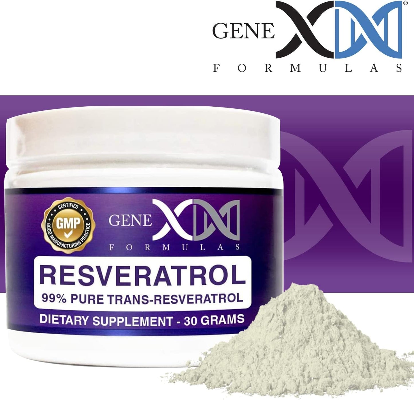 High Potency 1000mg Trans-Resveratrol Powder - 30 Servings - Pharmaceutical Grade - GMP & NSF Certified