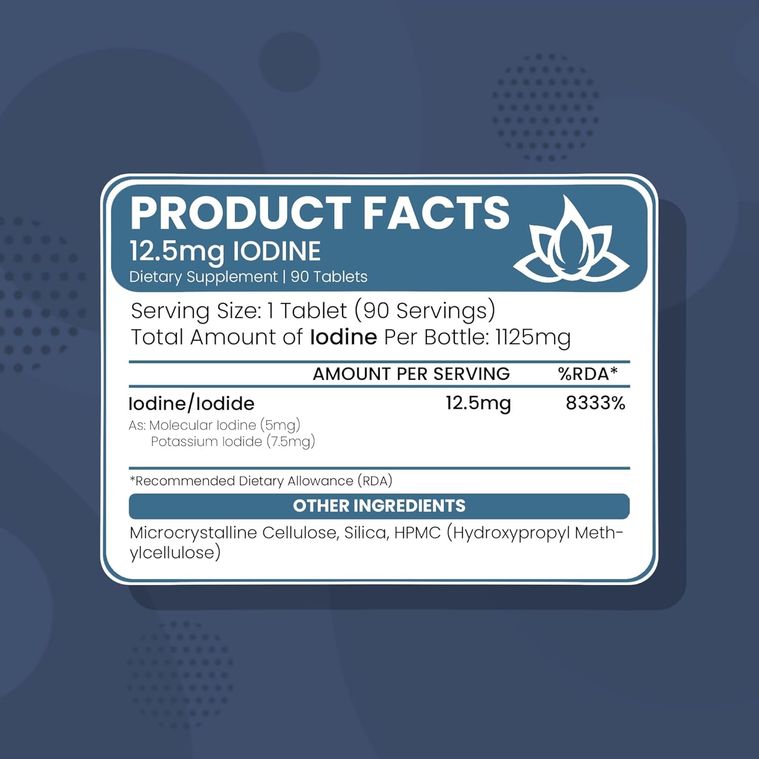 High Potency 12.5mg Iodine Tablets - 90 Count - Supports Growth, Thyroid & Metabolism - Fast Absorption & Easy to Swallow by New World Health Brands